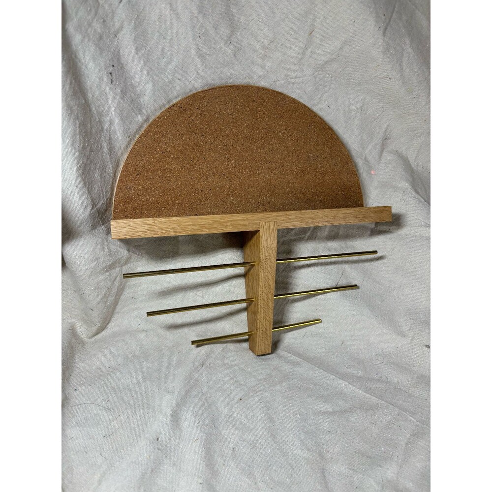 Tiered Jewelry Organizer Wall-Mounted Hanger Cork Top Brass Rods Floating